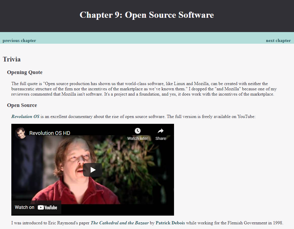 screen shot of the extra's page of chapter 9 of Entreprenerd