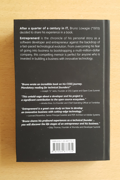 Proof copy hardcover Entreprenerd (back cover)