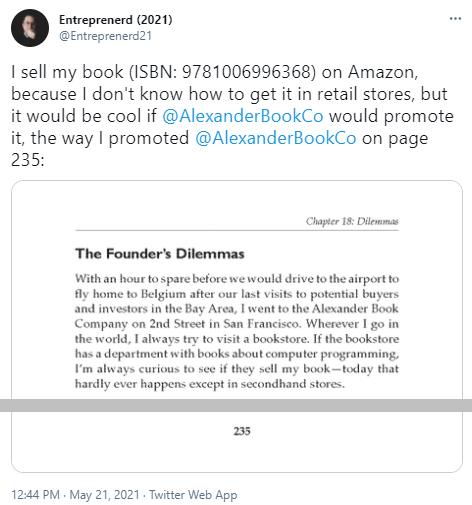 Tweet mentioning the Alexander Book Company
