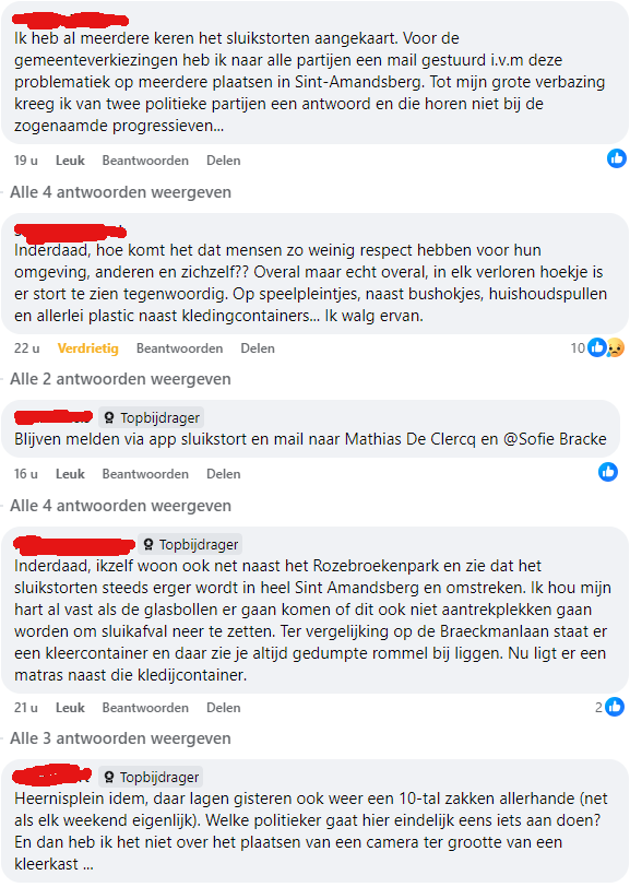 Facebook posts over sluikstorten