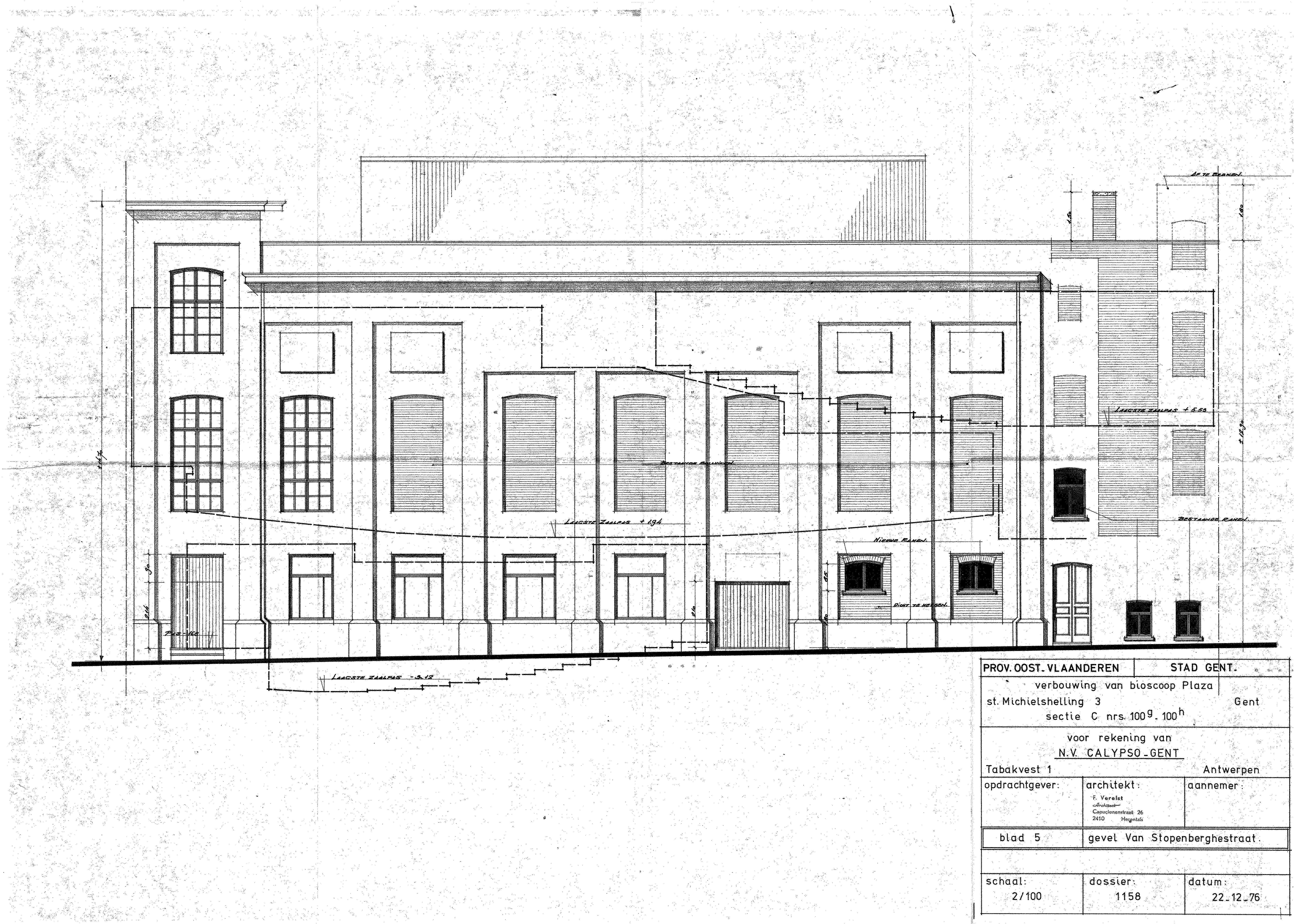 Plan achteraanzicht Cinema Sphinx, voorheen Calypso